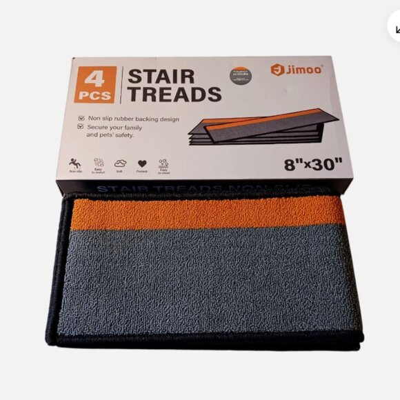 J JIMOO Stair Treads Non Slip for Wooden Steps, 4 PCS 8" X 30" Stair Carpet Run - Picture 7 of 10